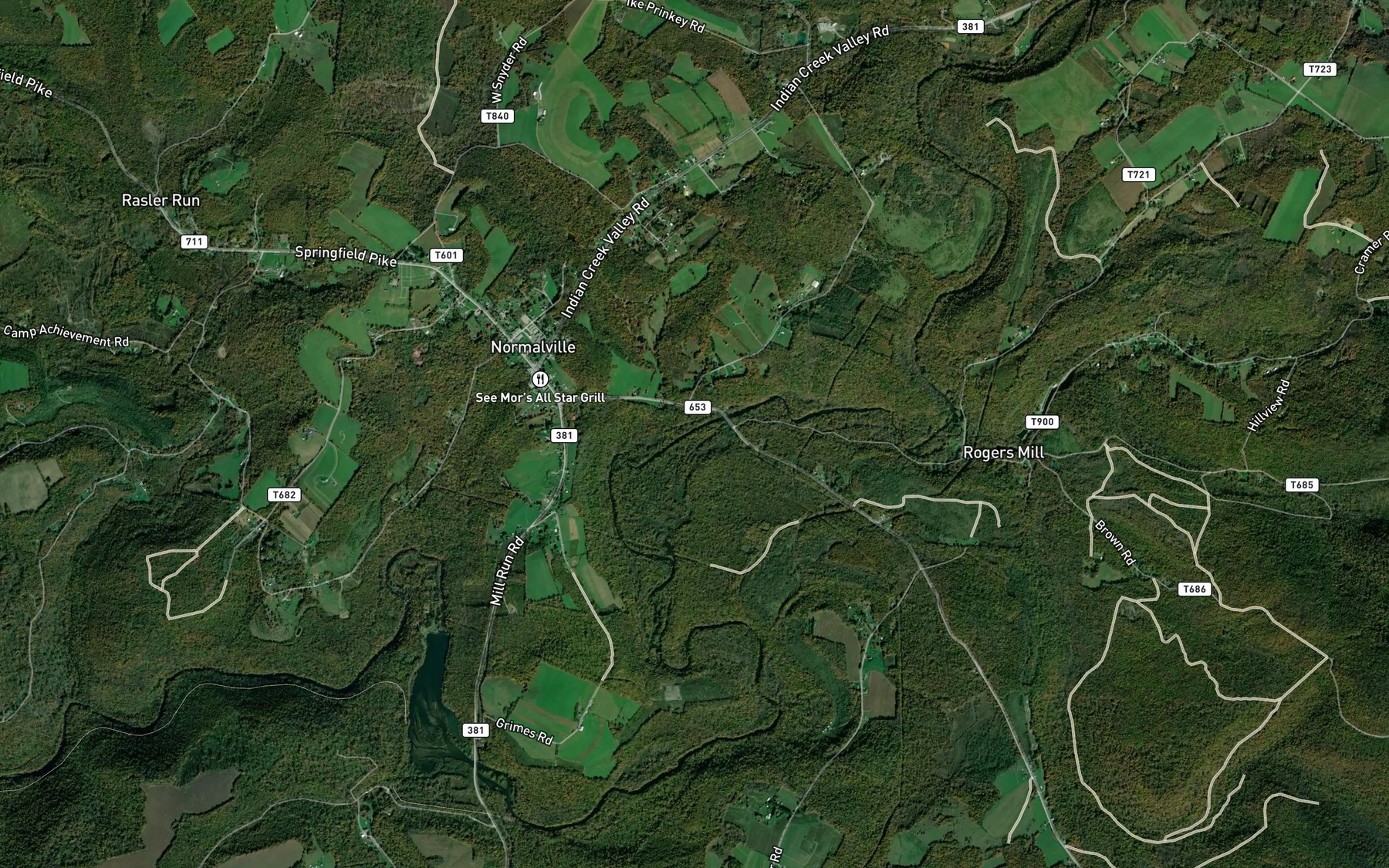 Satellite map of the Stony Run