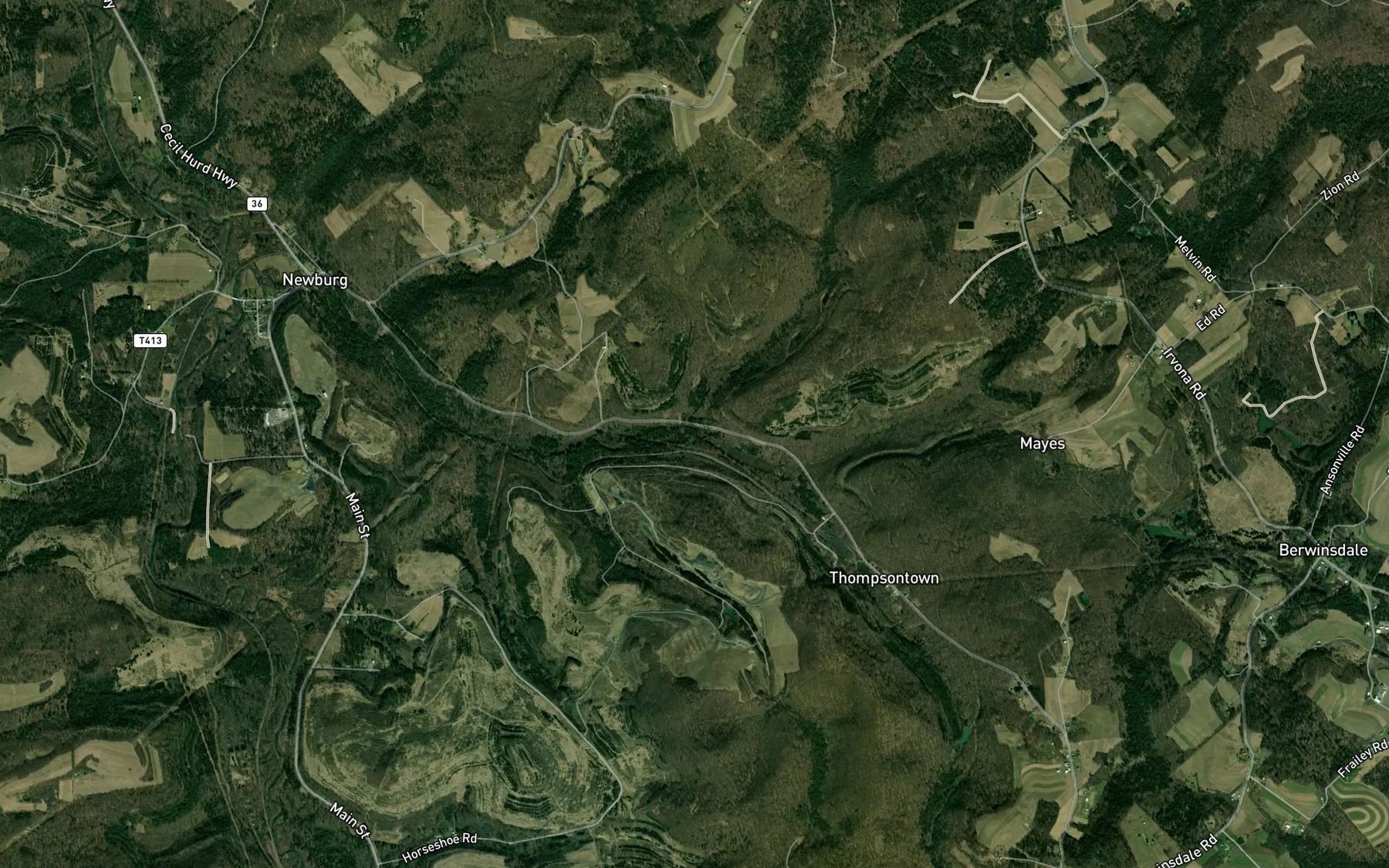 Satellite map of the Barrett Run