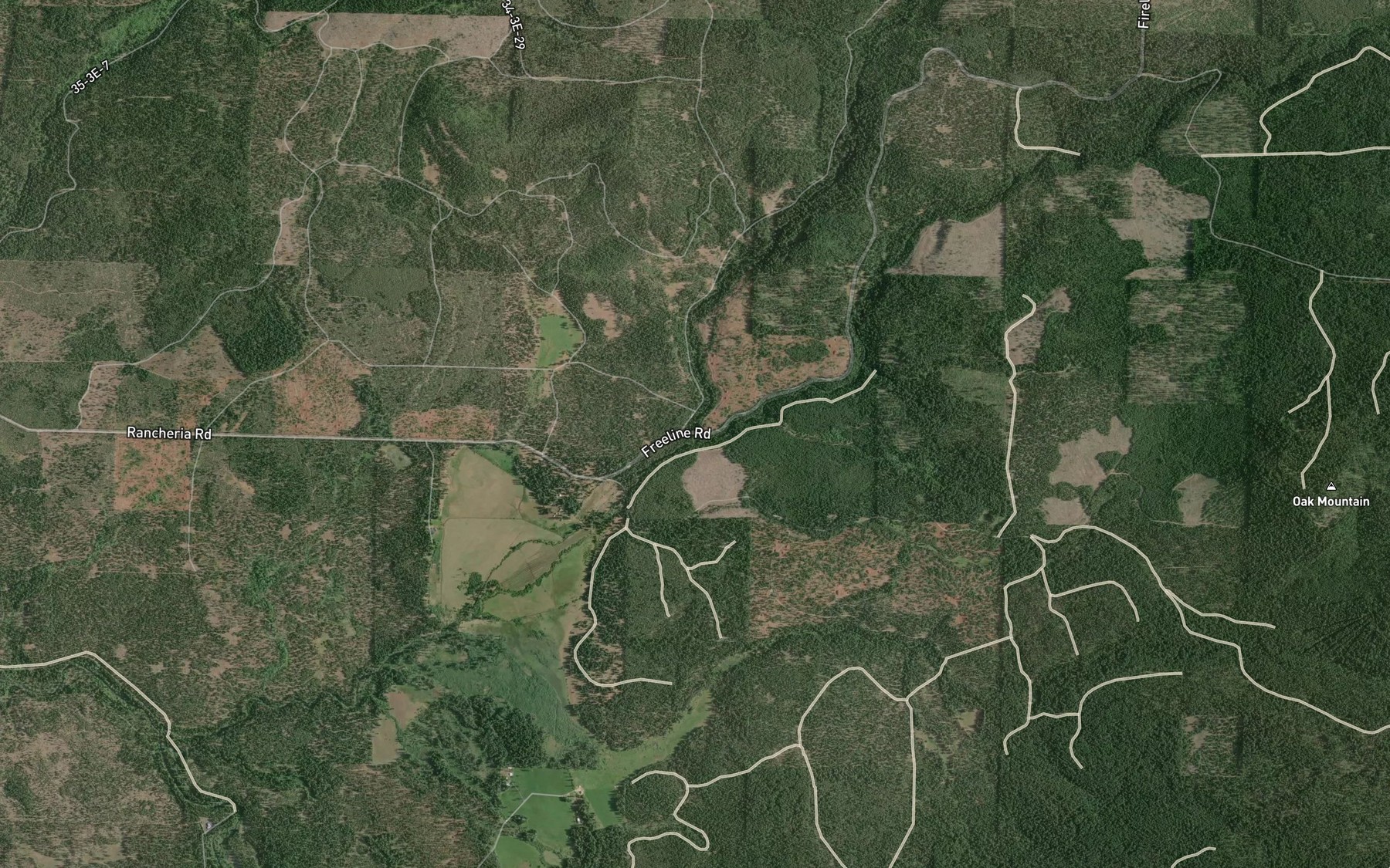 Satellite map of the Rancheria Creek