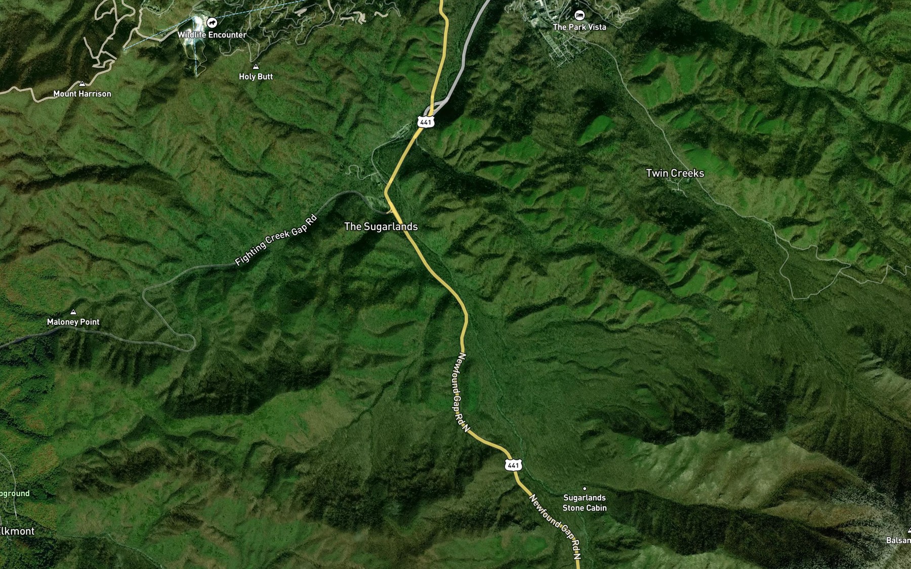 Satellite map of the Bullhead Branch
