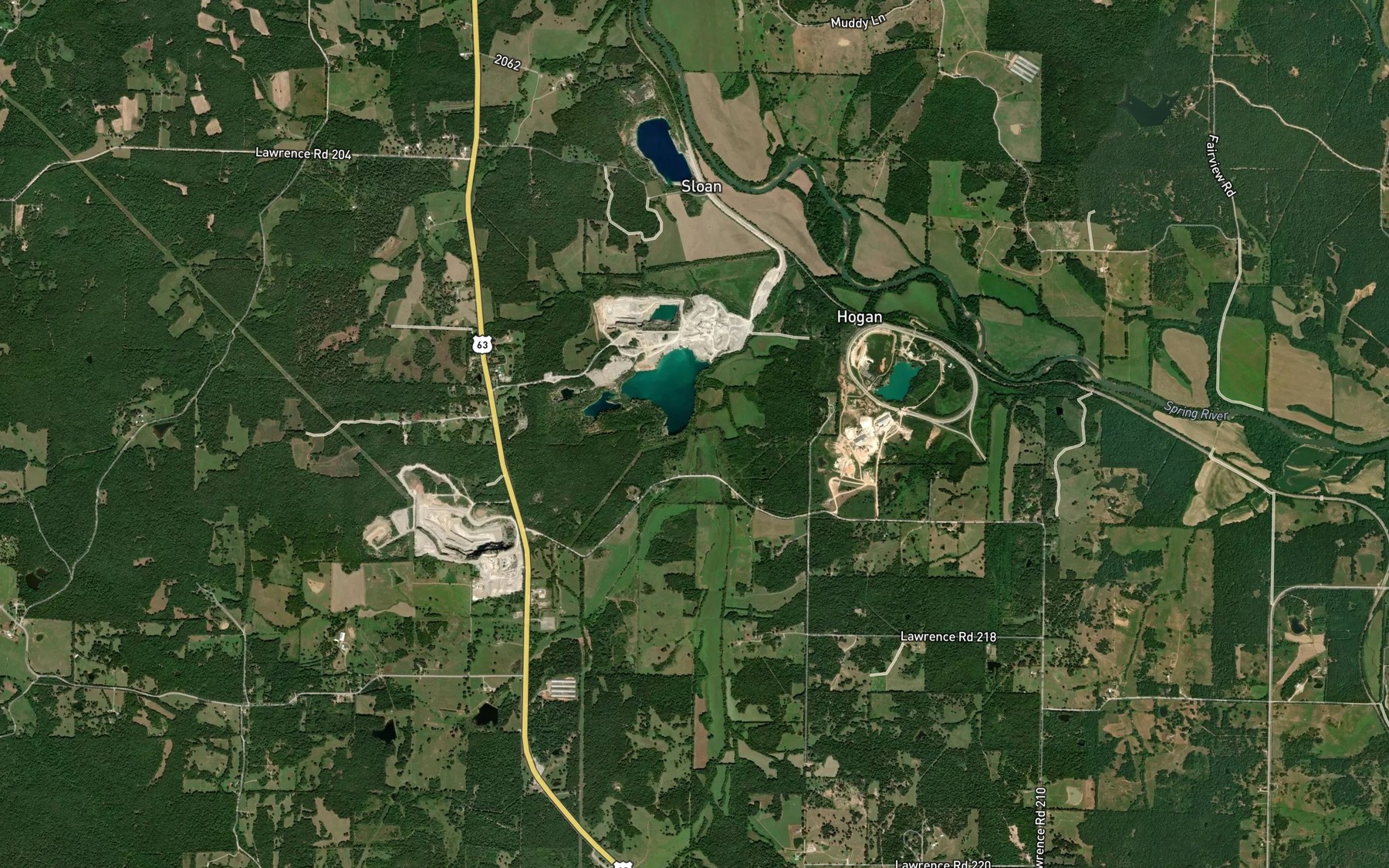 Satellite map of the Burshy Creek