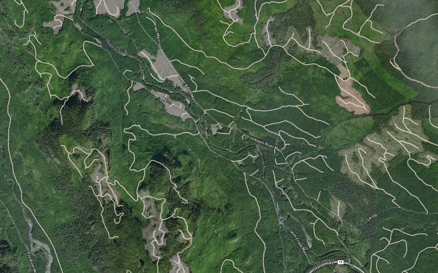 Satellite map of the Newcastle Creek
