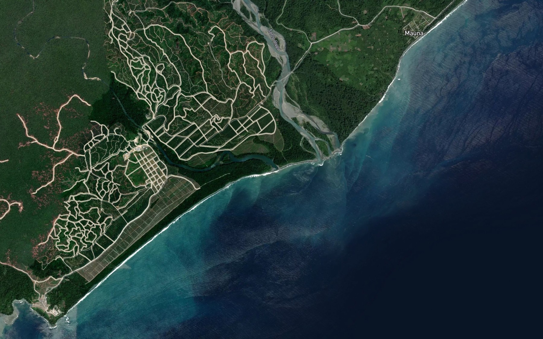 Satellite map of the Maluba River