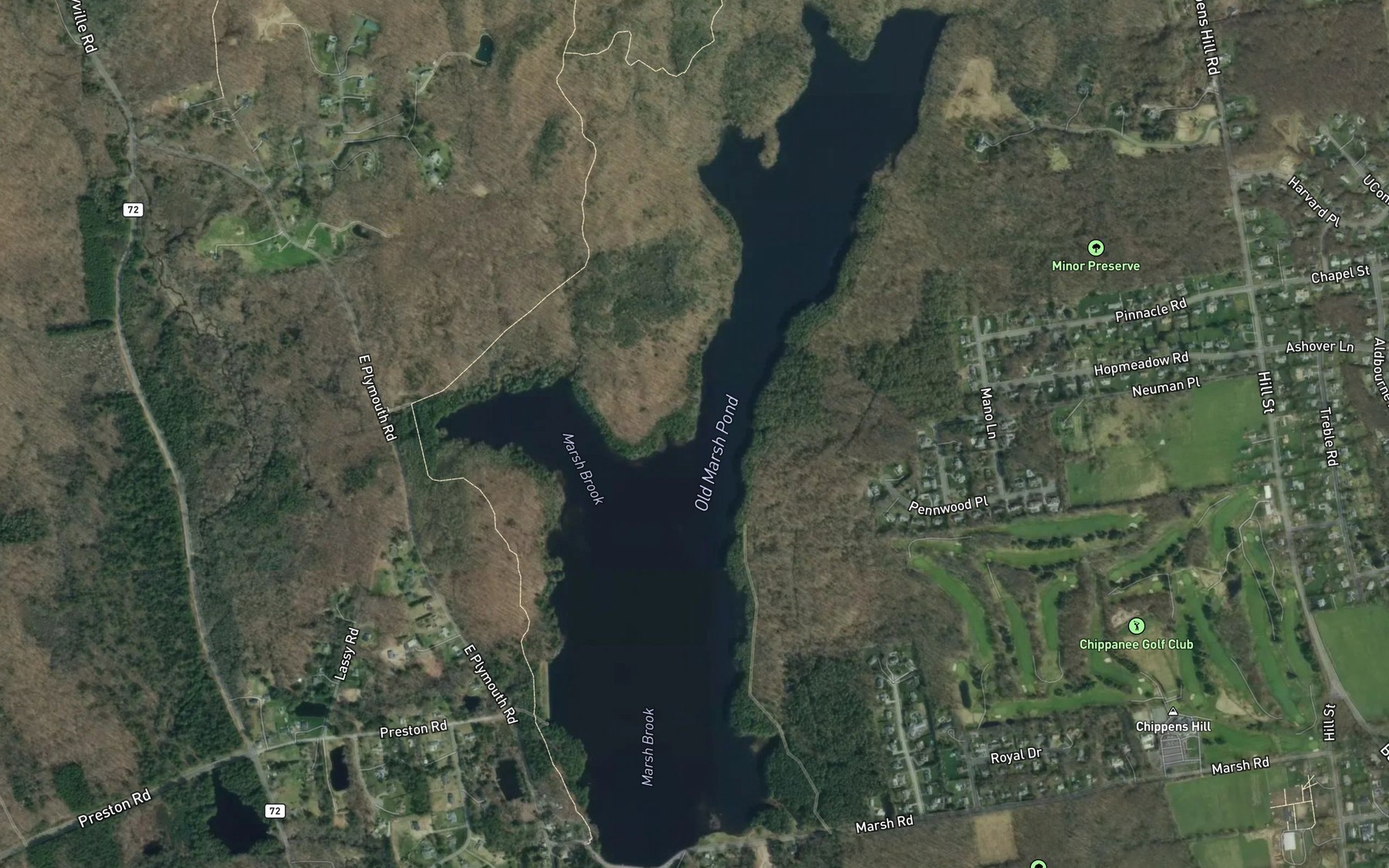 Satellite map of the Old Marsh Pond