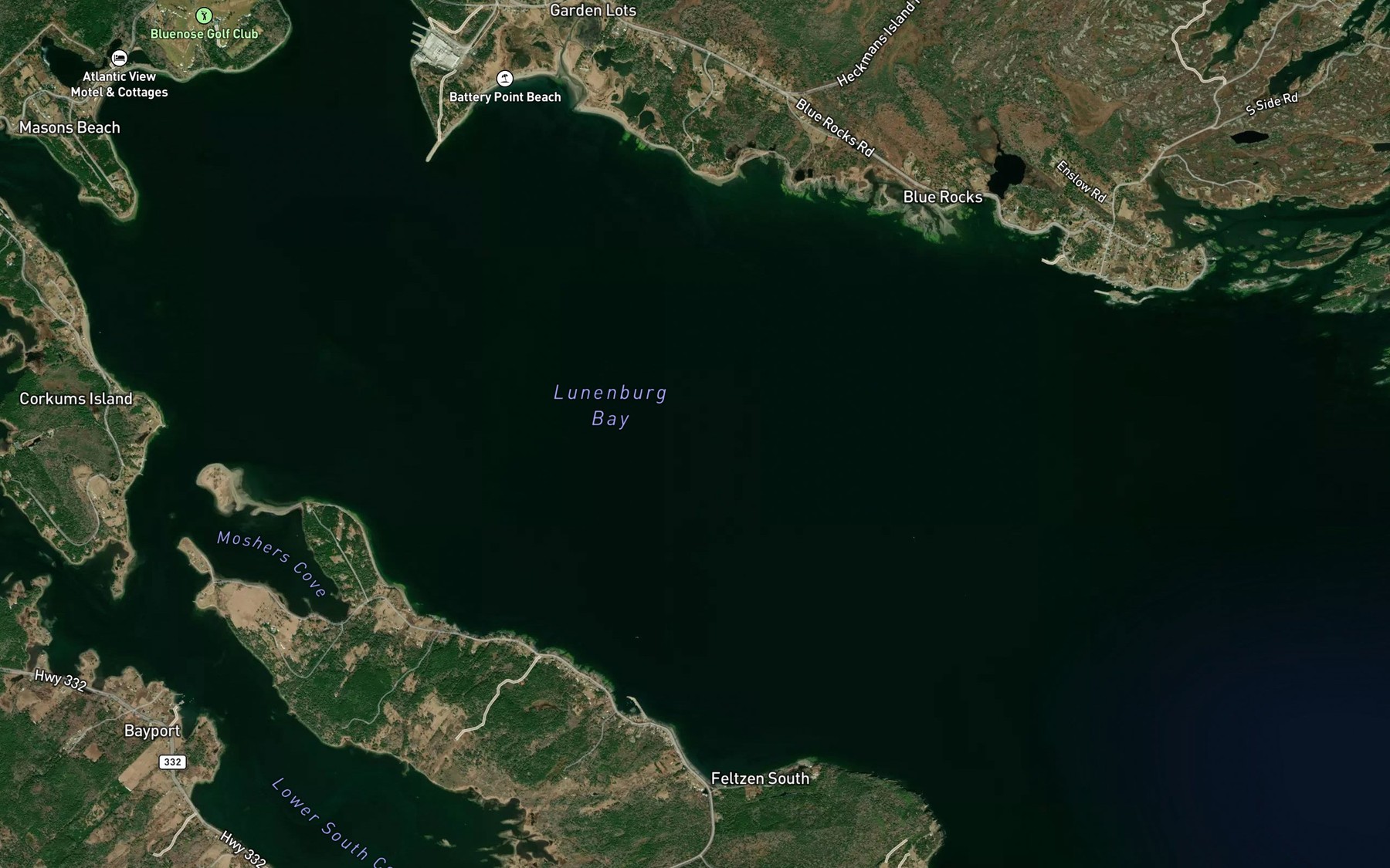 Satellite map of the Lunenburg Bay