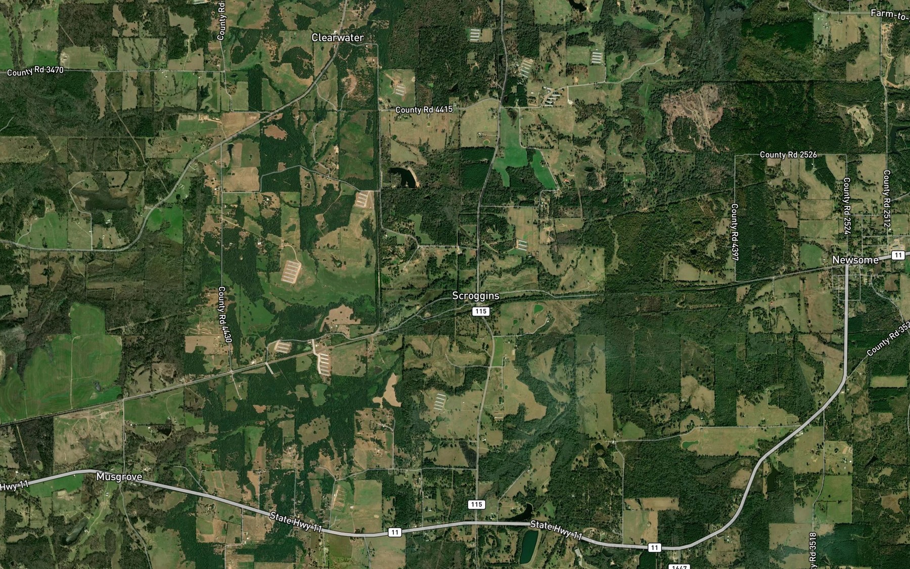 Satellite map of the Briary Creek