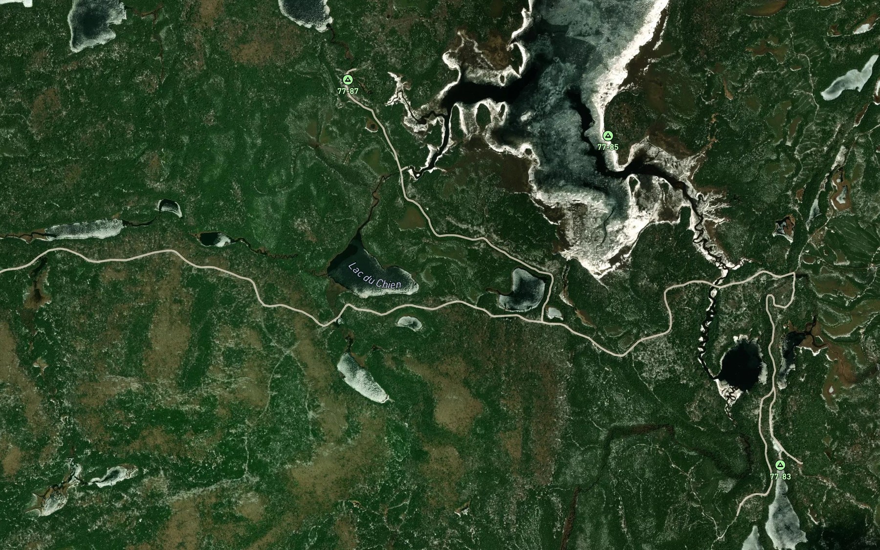 Satellite map of the Lac du Chien