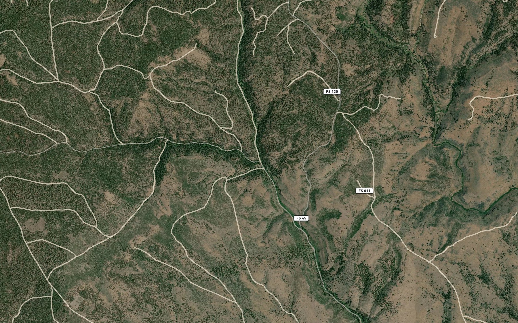 Satellite map of the Buck Spring Creek