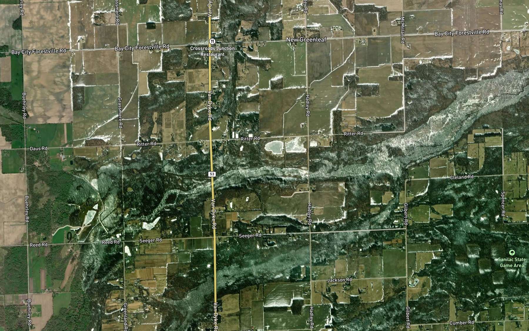 Satellite map of the Greenleaf Creek