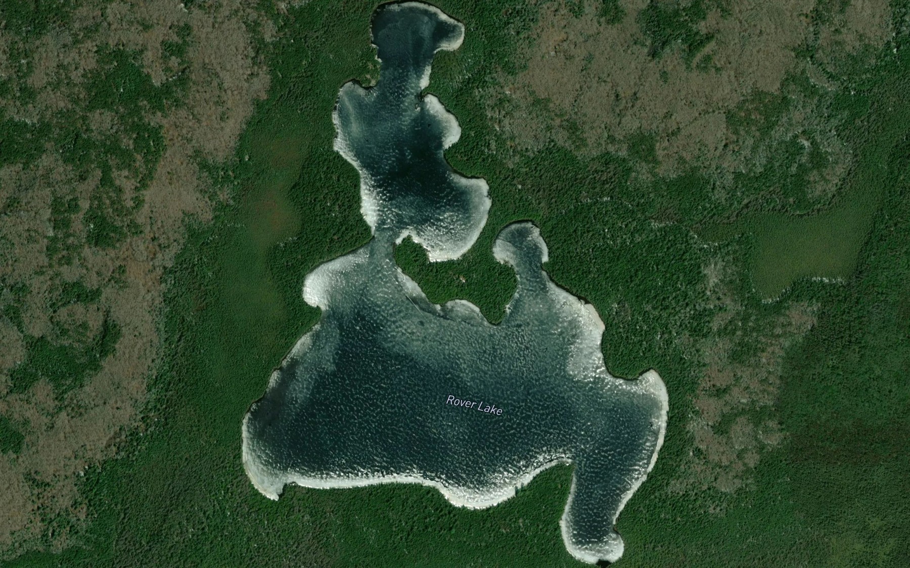 Satellite map of the Rover Lake