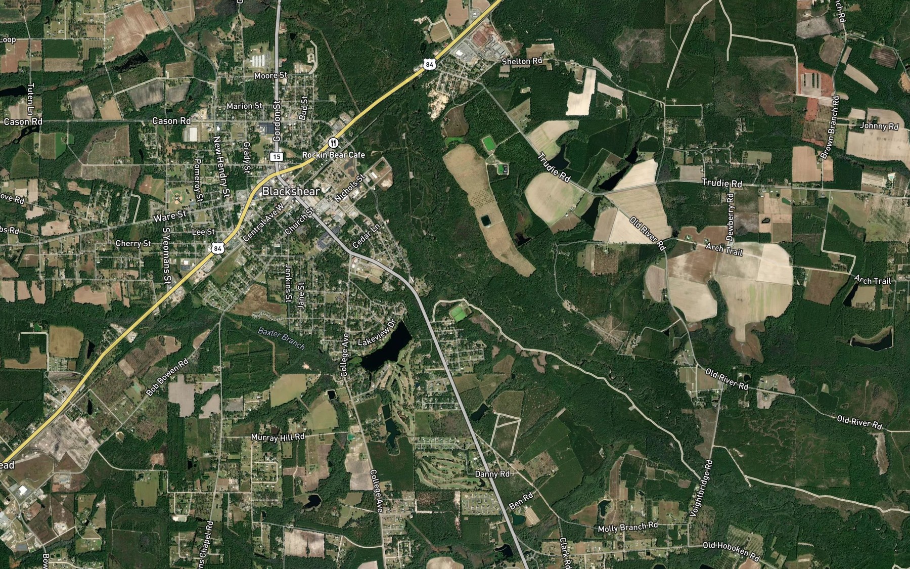 Satellite map of the Baxter Branch