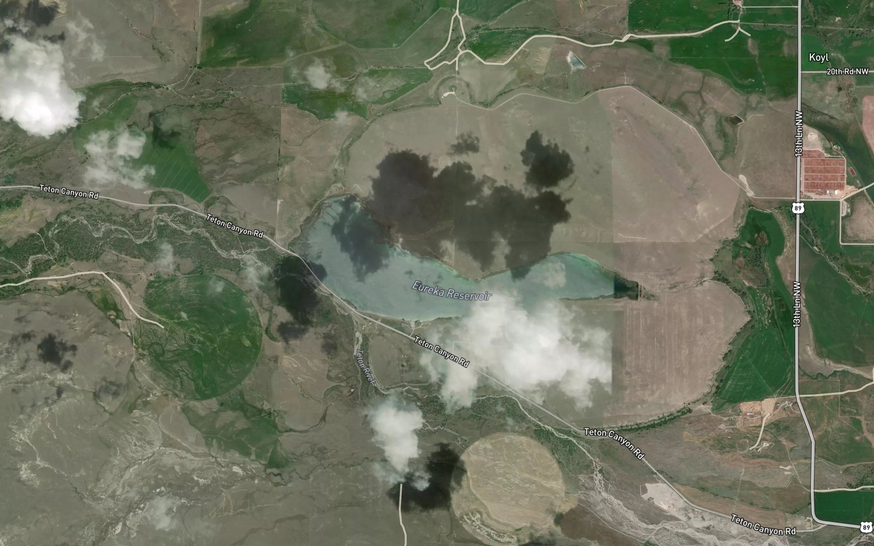 Satellite map of the Eureka Reservoir