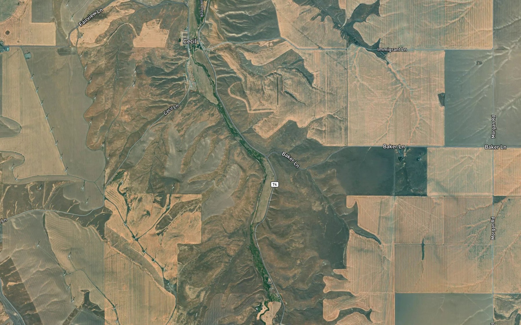 Satellite map of the Brandy Creek