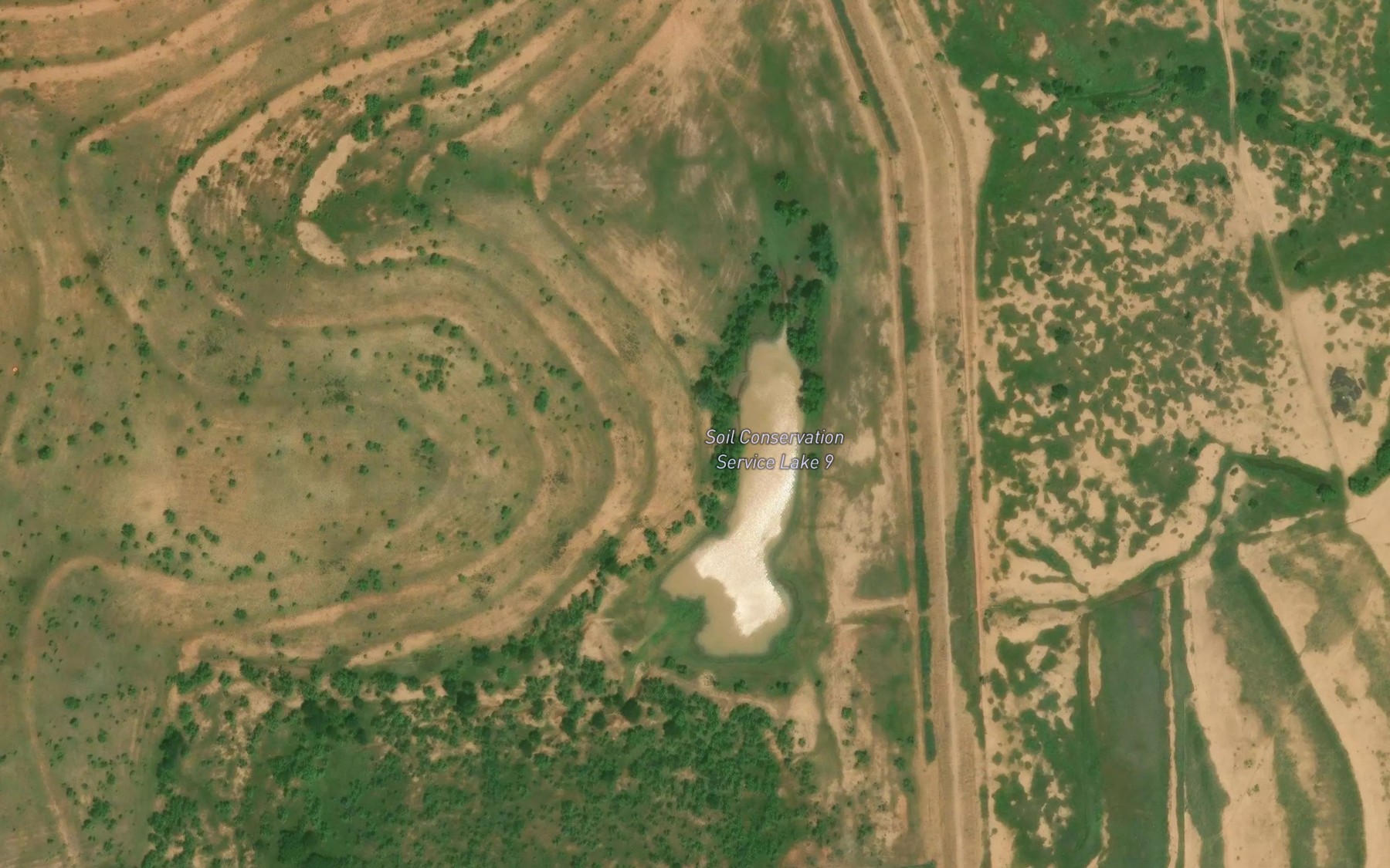 Satellite map of the Soil Conservation Service Site 9 Reservoir