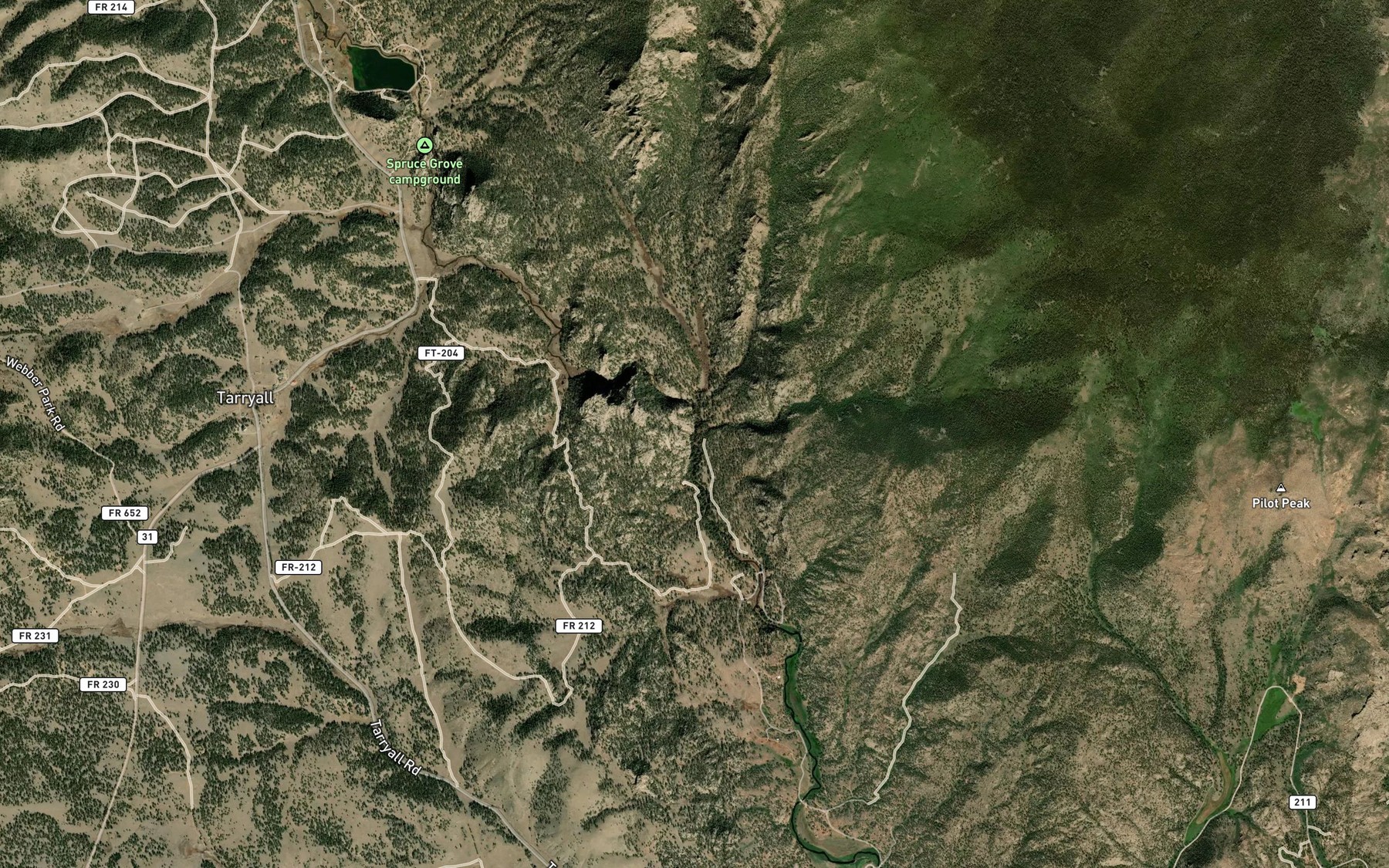 Satellite map of the Reader Creek