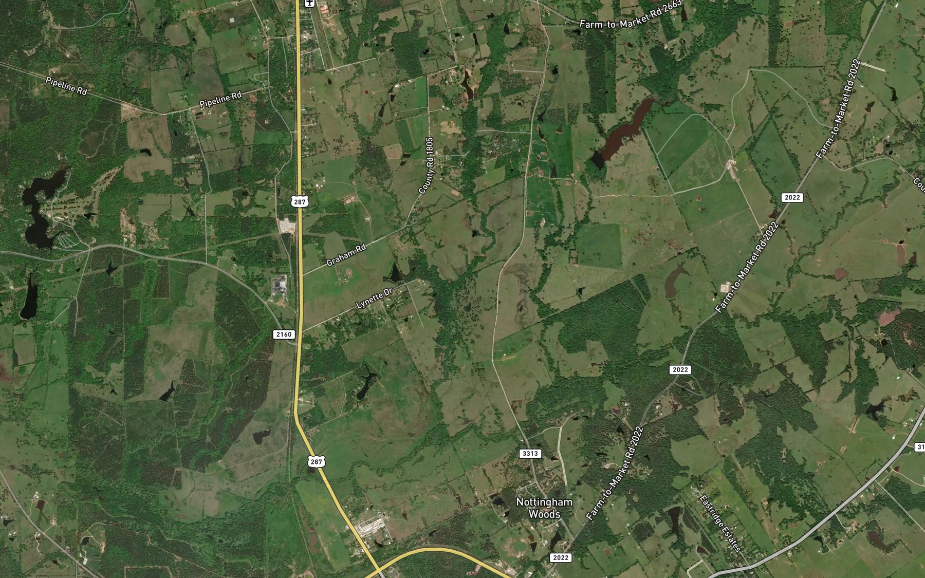 Satellite map of the Sims Branch