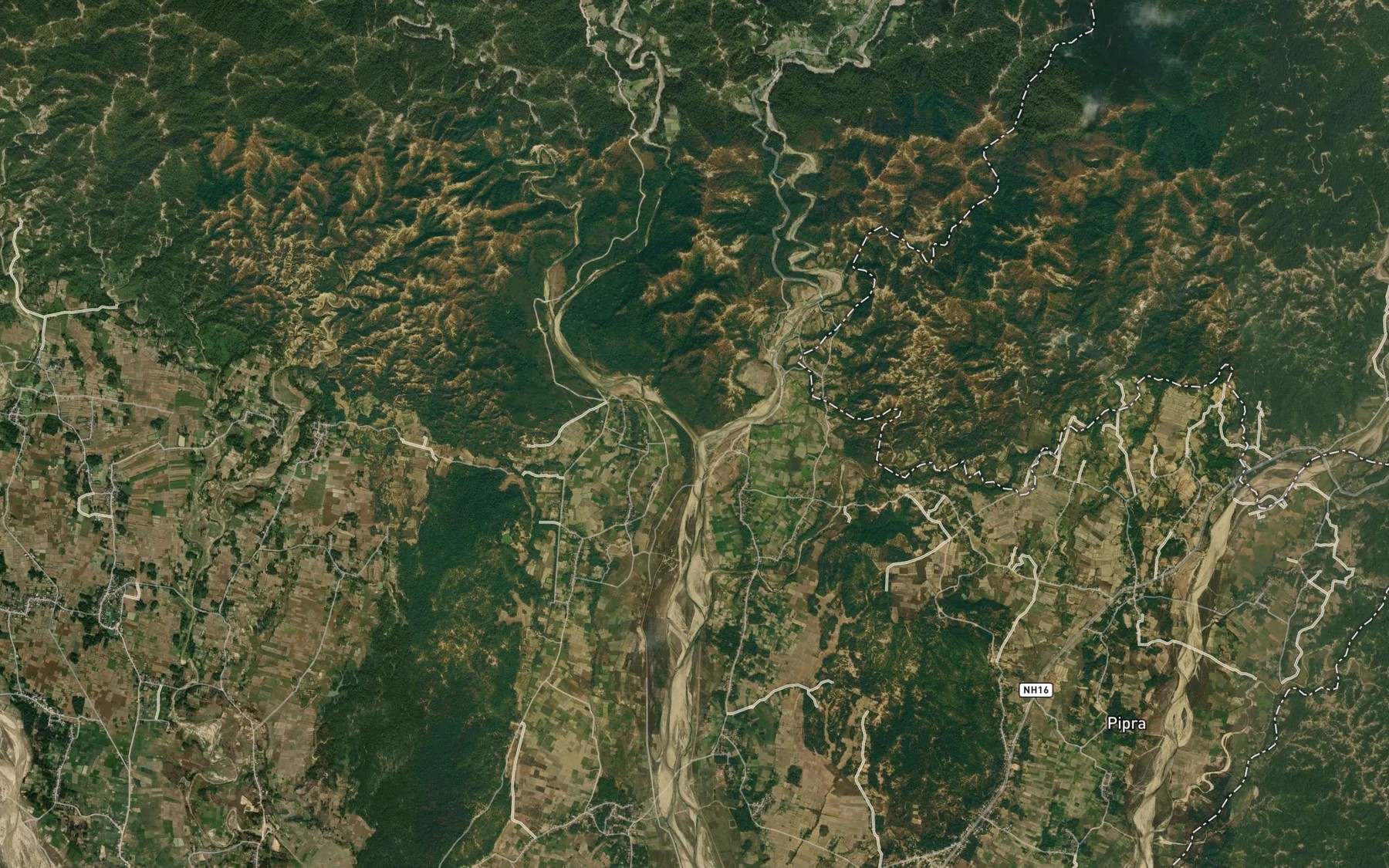 Satellite map of the Jhirari Khola