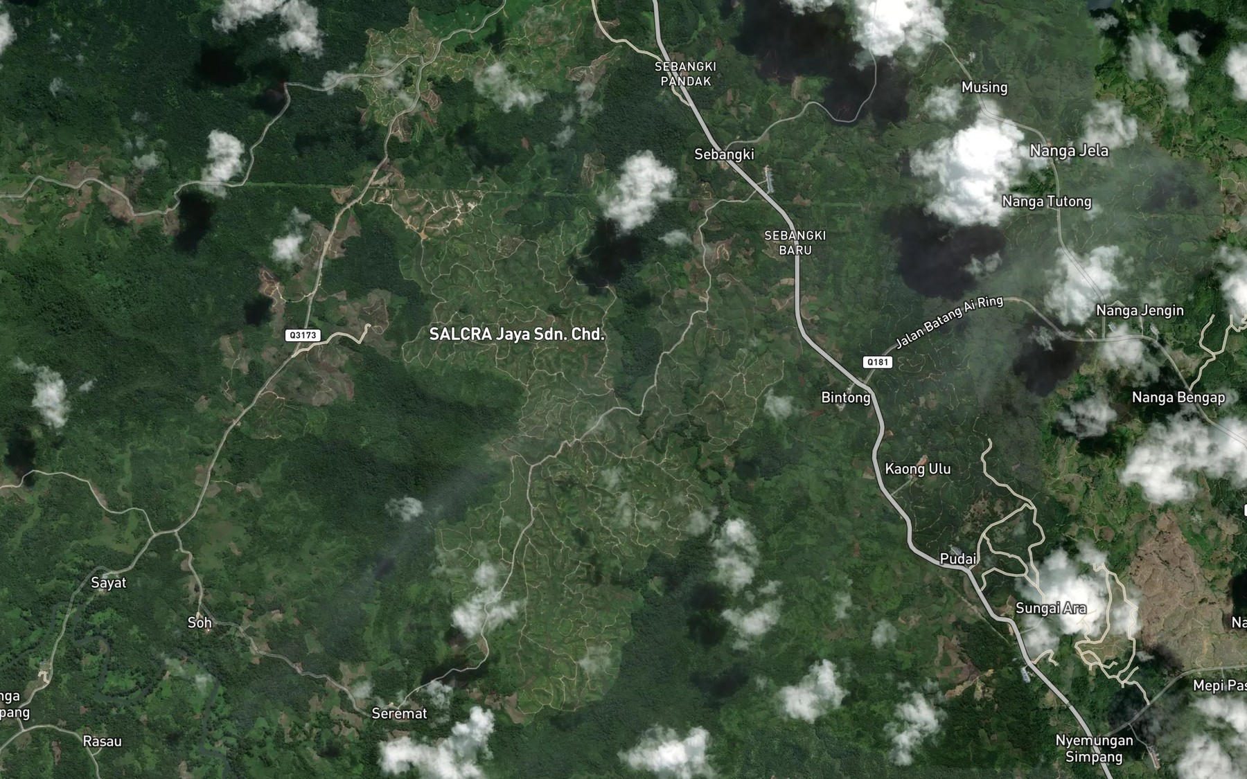 Satellite map of the Sungai Ensirak