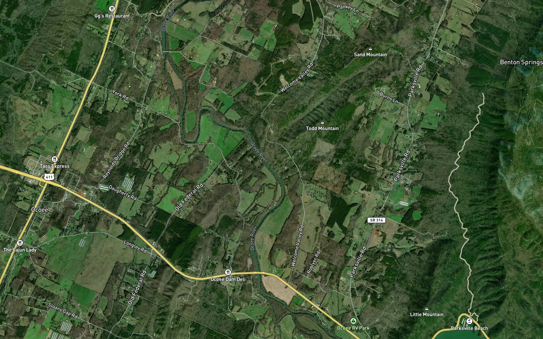 Satellite map of the Rogers Branch