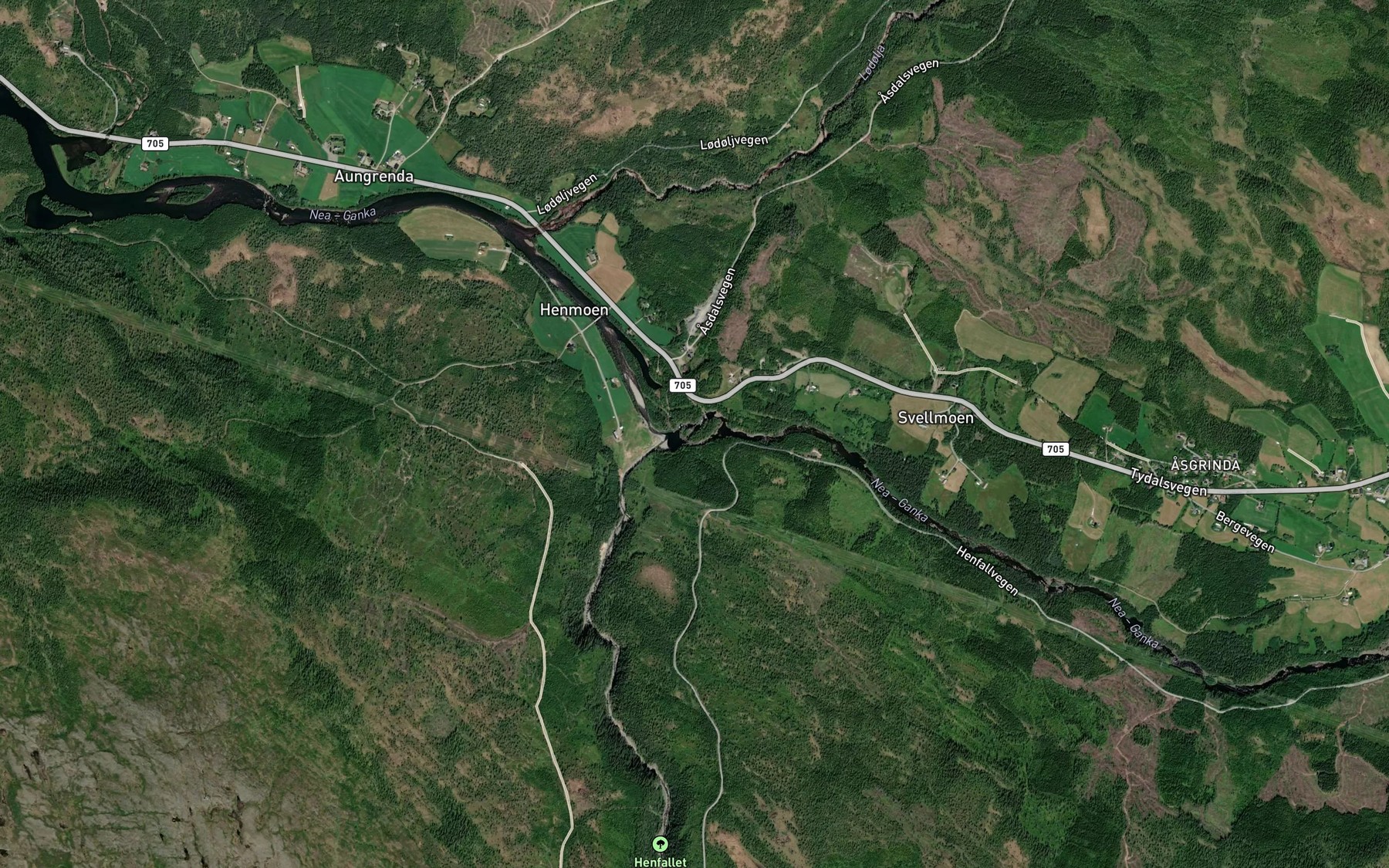 Satellite map of the Kistafossen