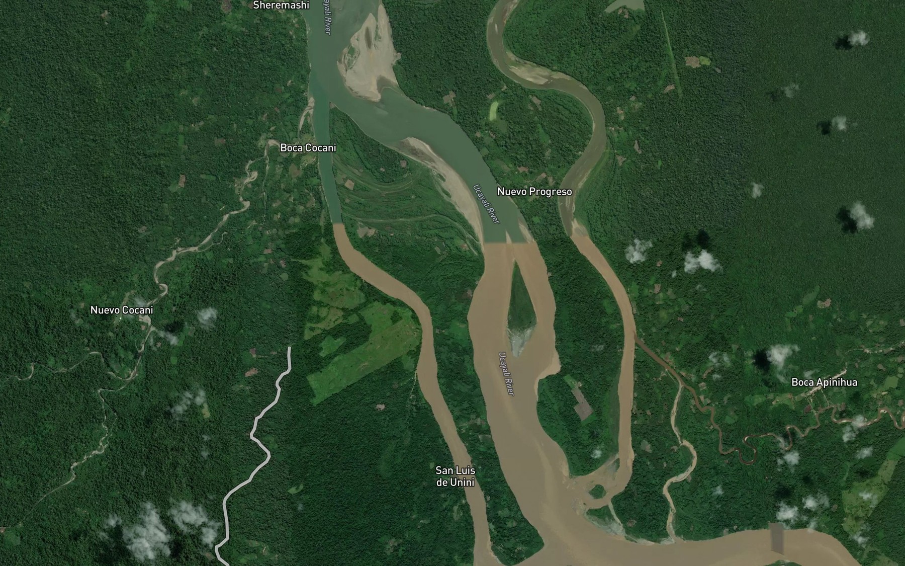Satellite map of the Rio Unine