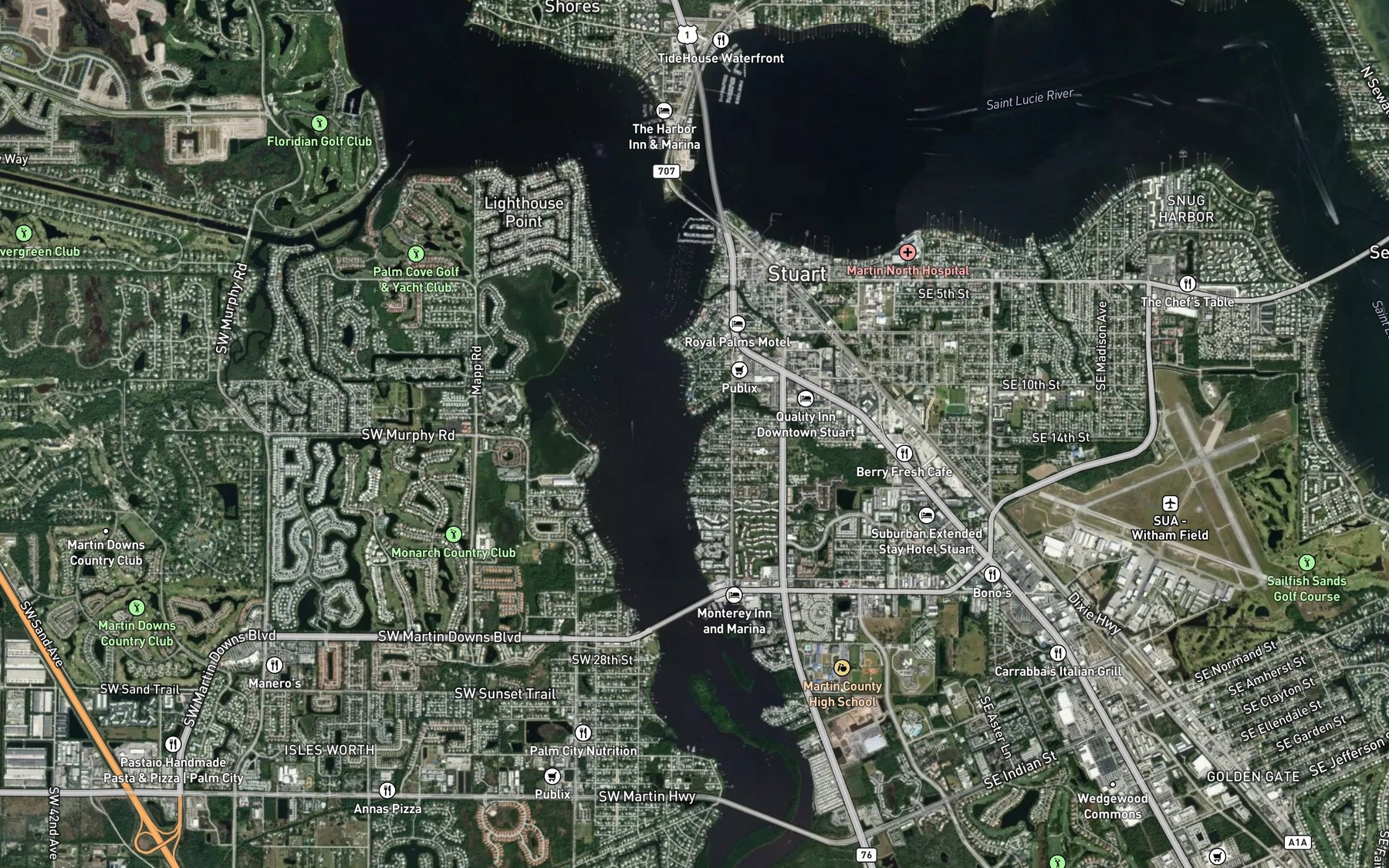 Satellite map of the Poppolton Creek