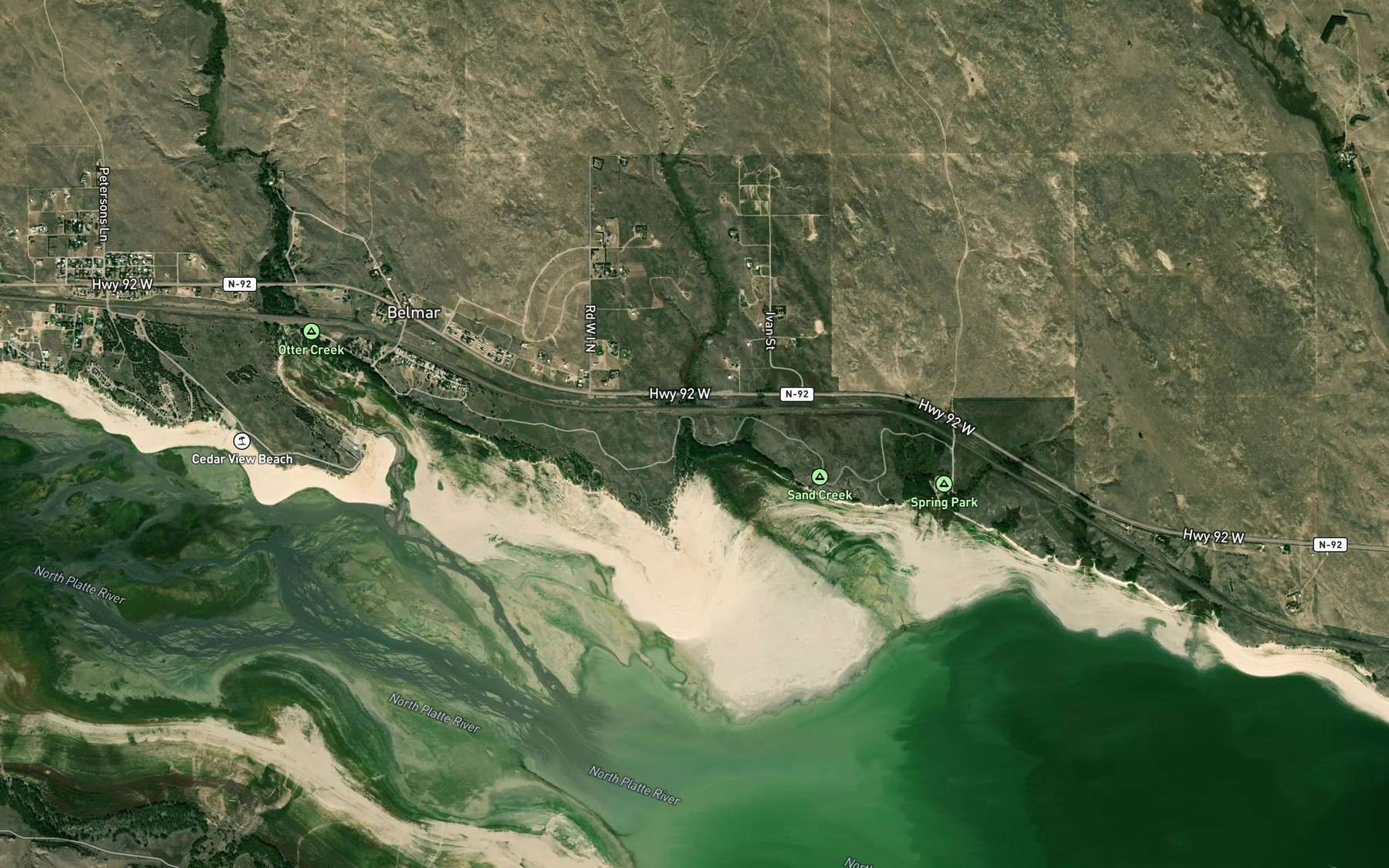 Satellite map of the Sand Creek