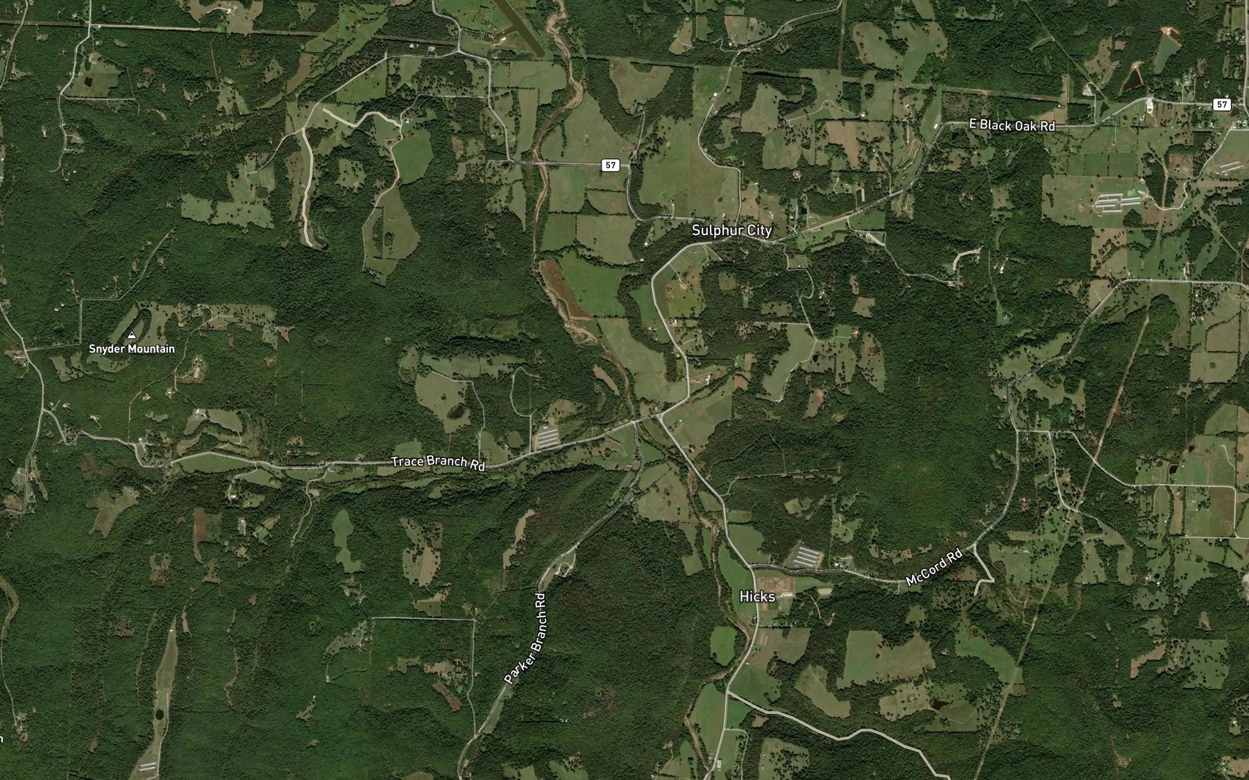 Satellite map of the Trace Creek