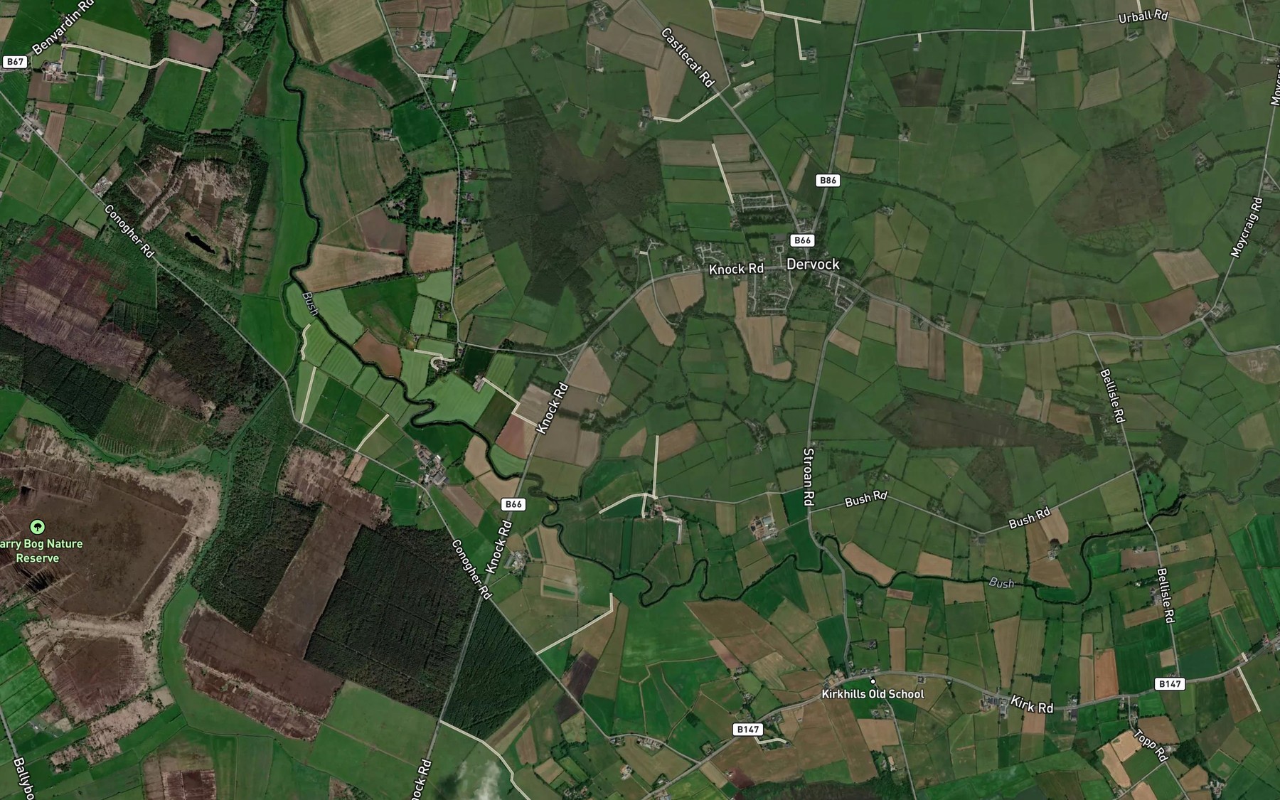 Satellite map of the Stracam River