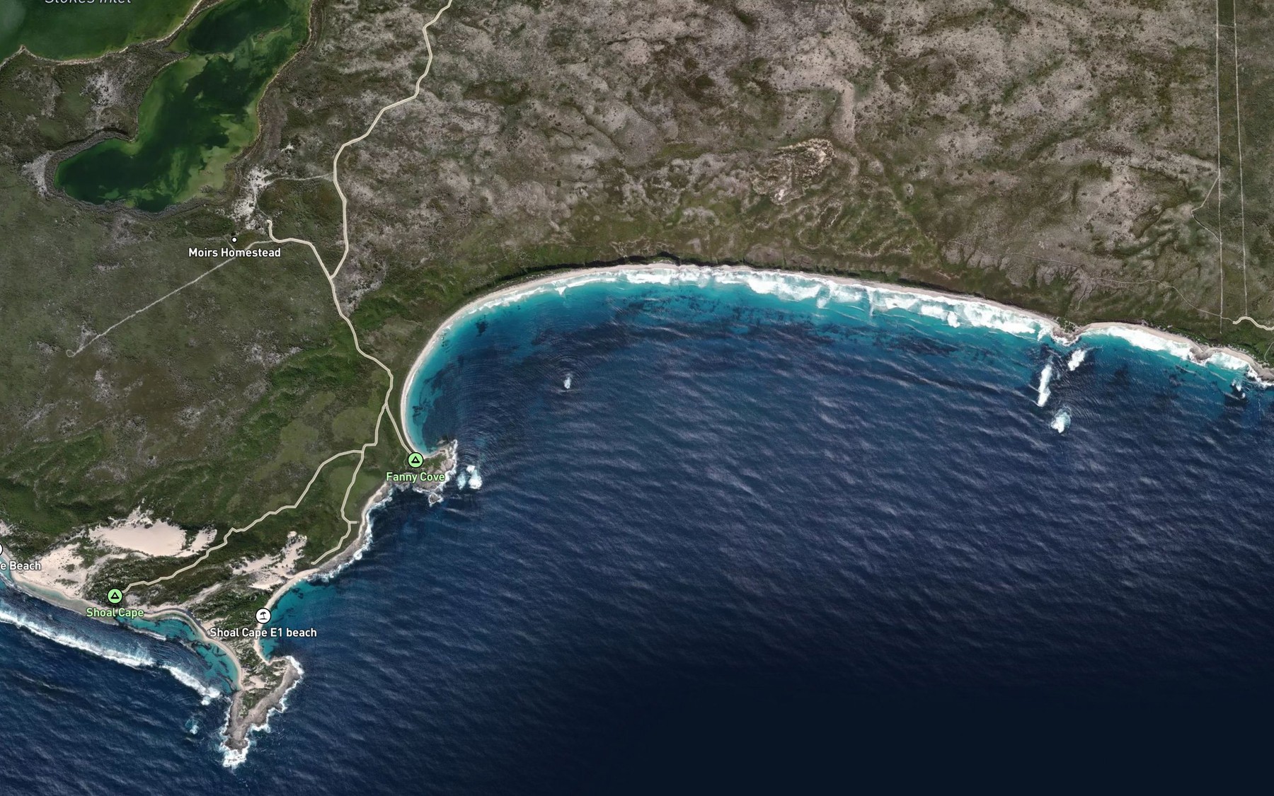 Satellite map of the Fanny Cove