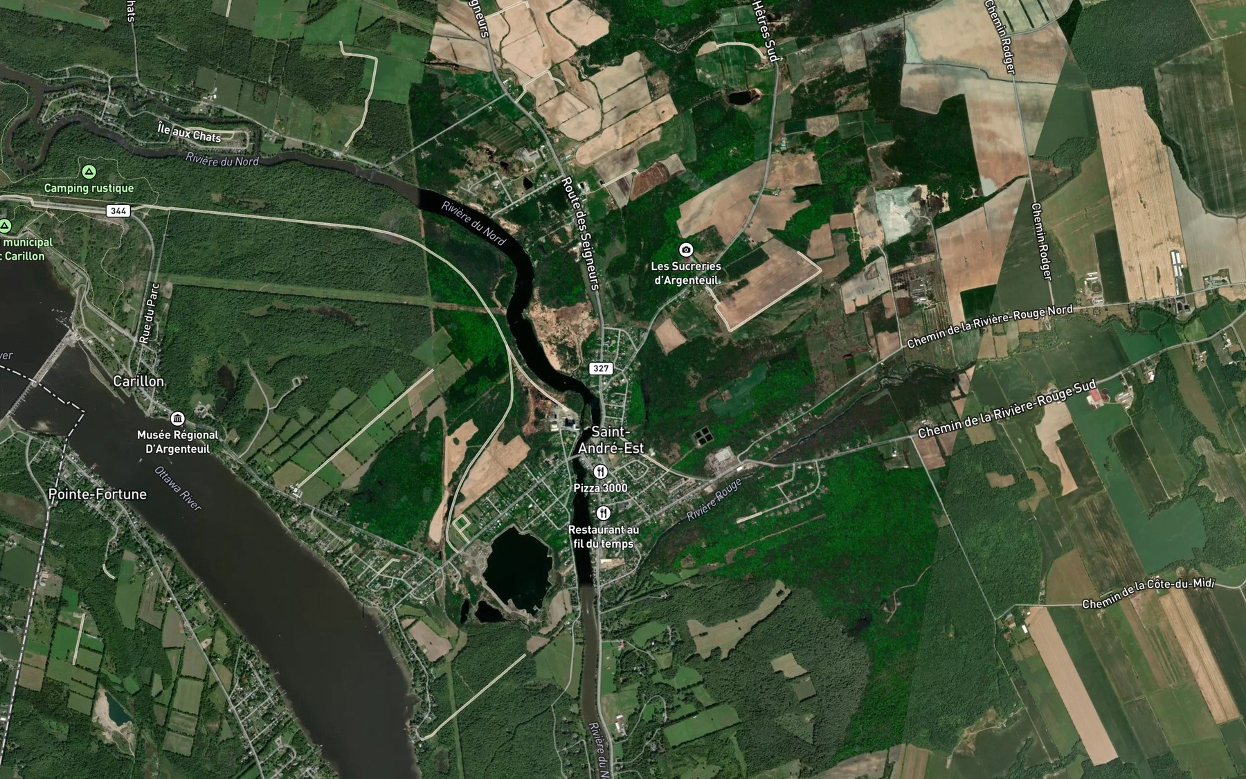 Satellite map of the Lacs a Vaillancourt