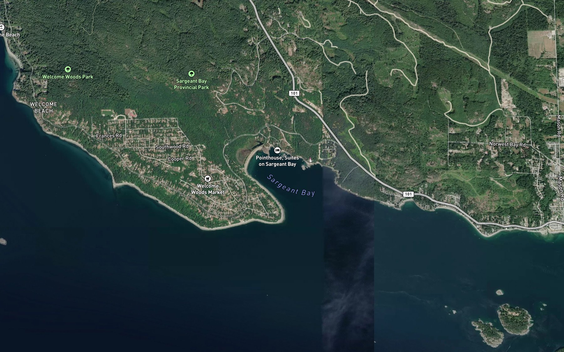 Satellite map of the Sargeant Bay