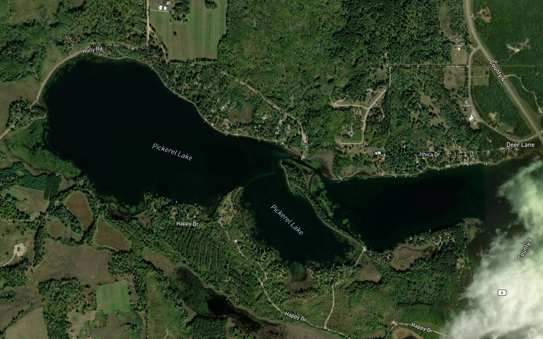 Satellite map of the Pickerel Lake