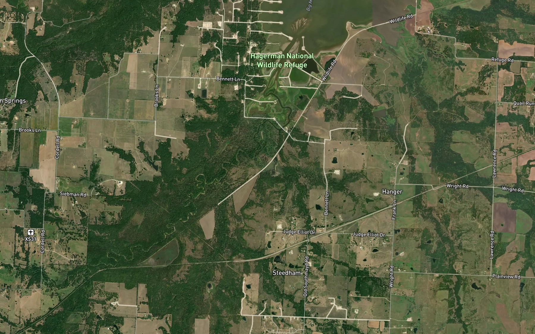 Satellite map of the Deaver Pond
