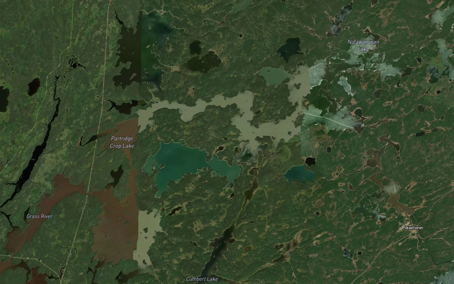 Satellite map of the Partridge Crop Lake