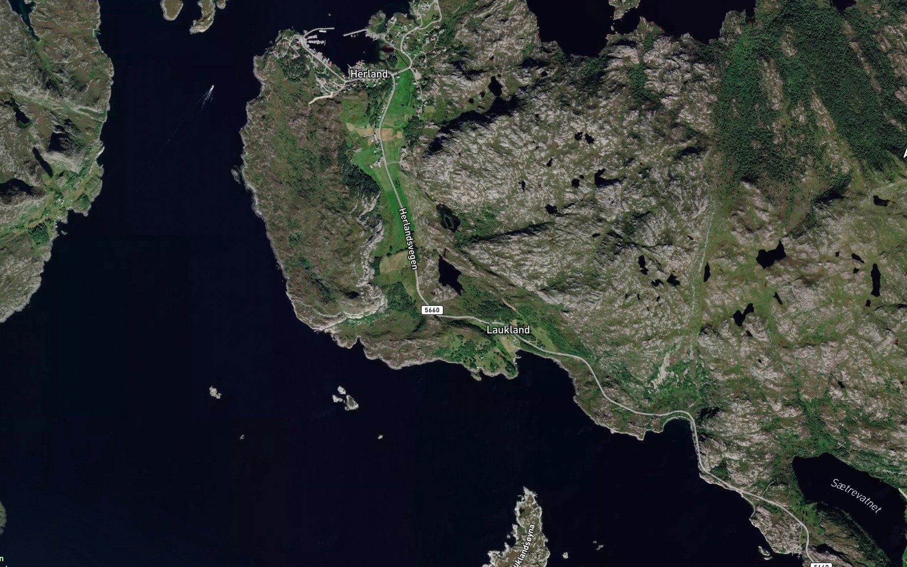 Satellite map of the Lauklandsvatnet