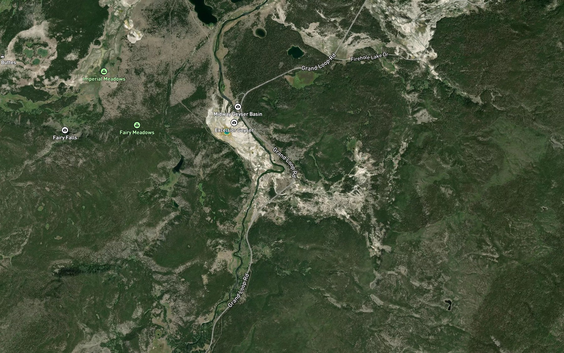 Satellite map of the Catfish Geyser