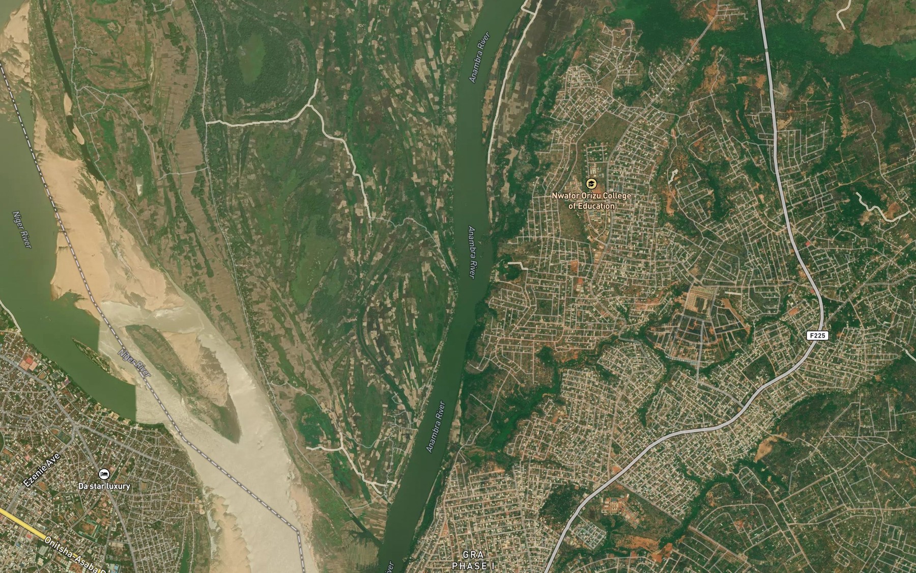 Satellite map of the Arlbo River