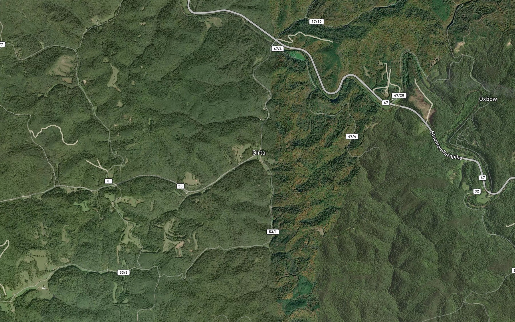 Satellite map of the Drift Fork
