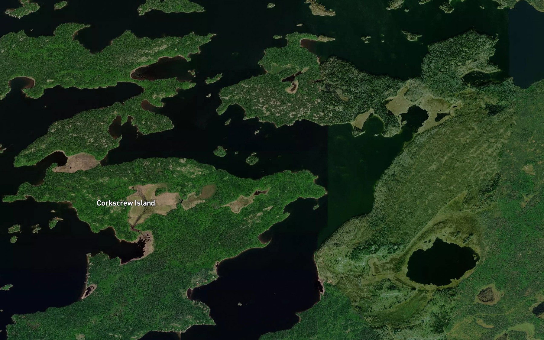 Satellite map of the Corkscrew Channel