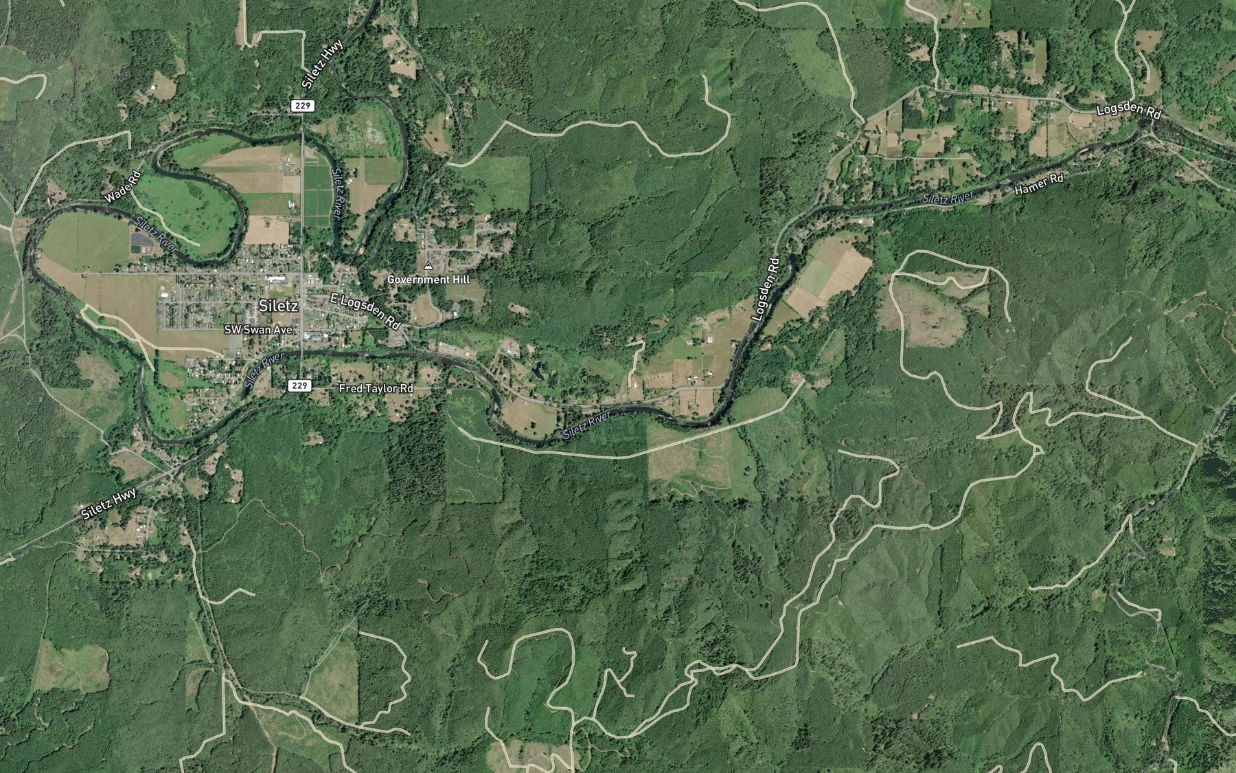 Satellite map of the Mills Riffle Reservoir