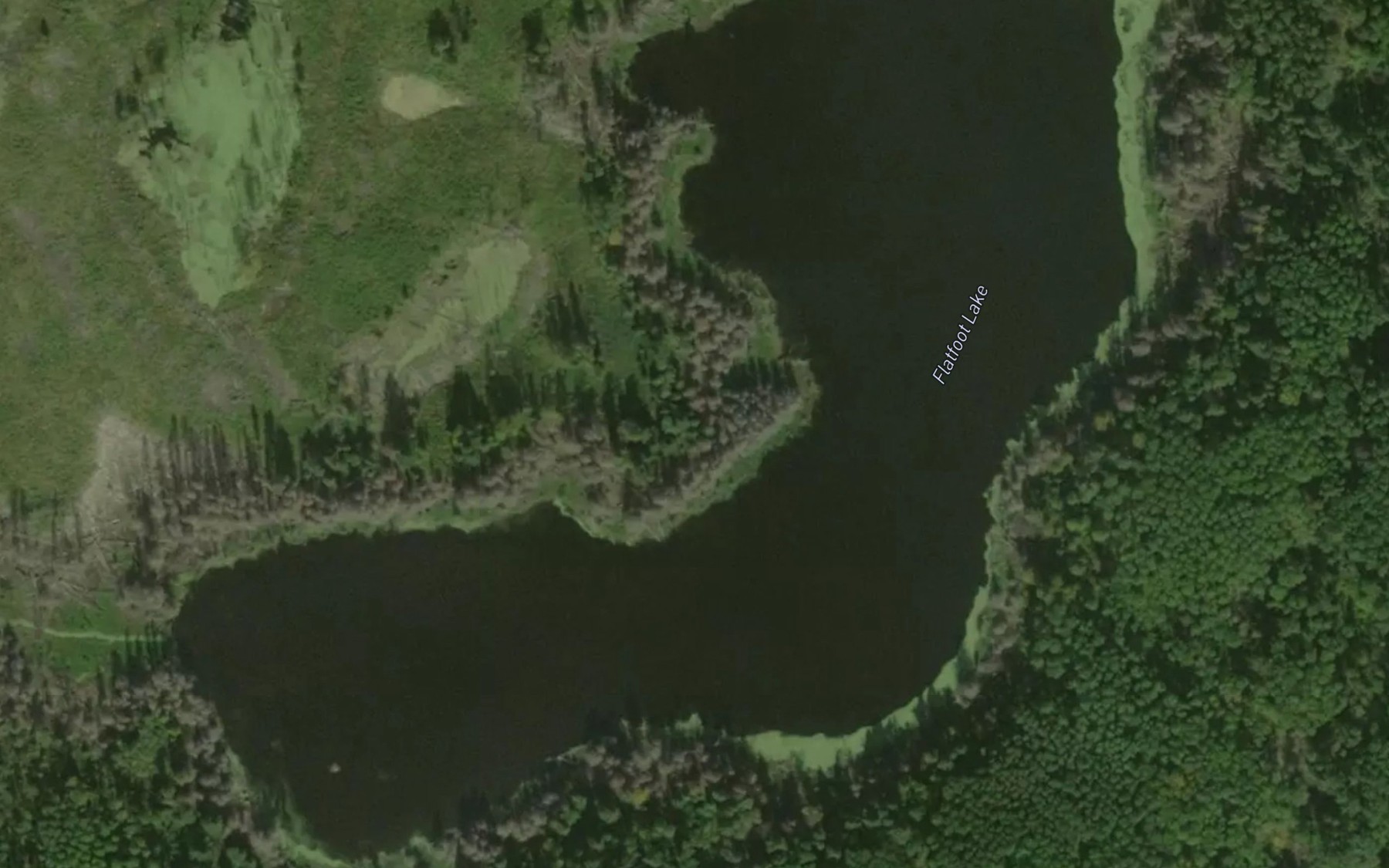 Satellite map of the Flatfoot Lake