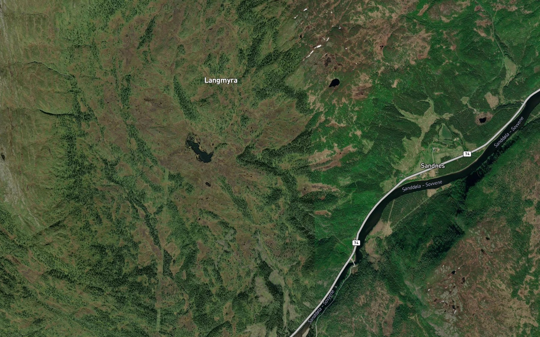 Satellite map of the Trangbekken,ovre