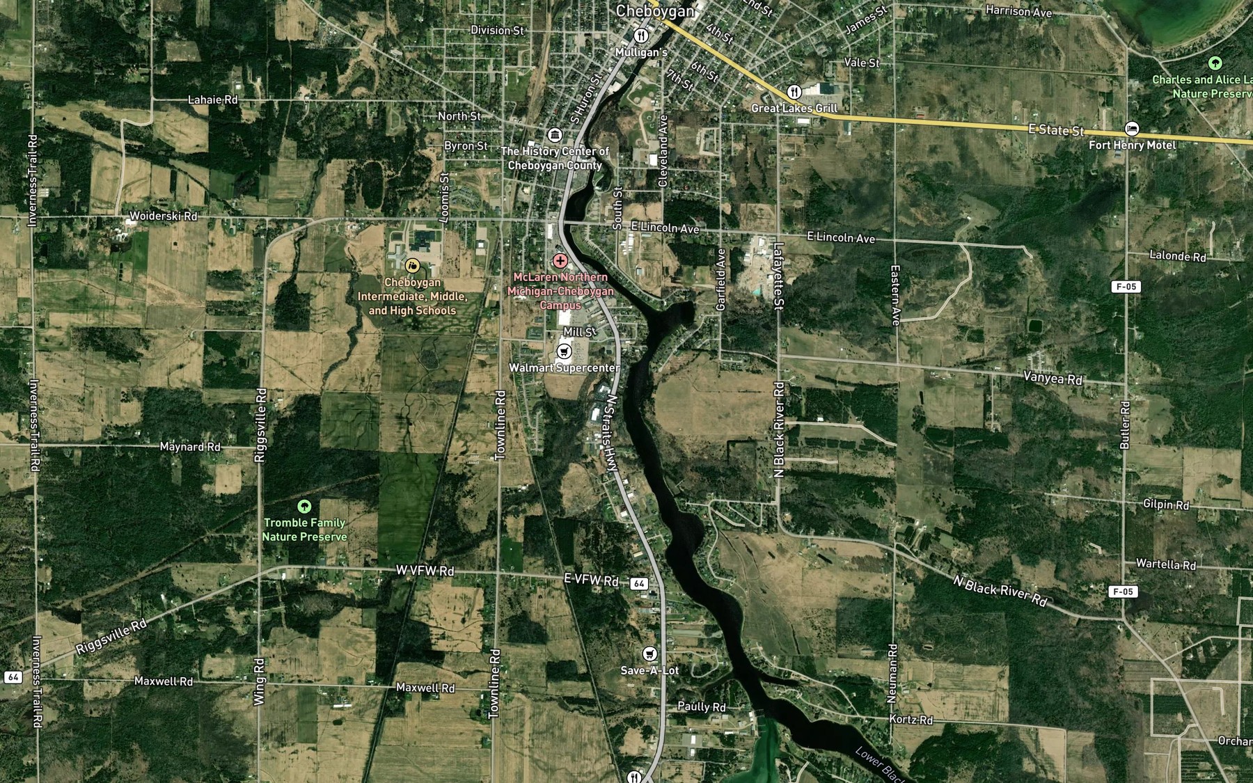 Satellite map of the Tannery Gully