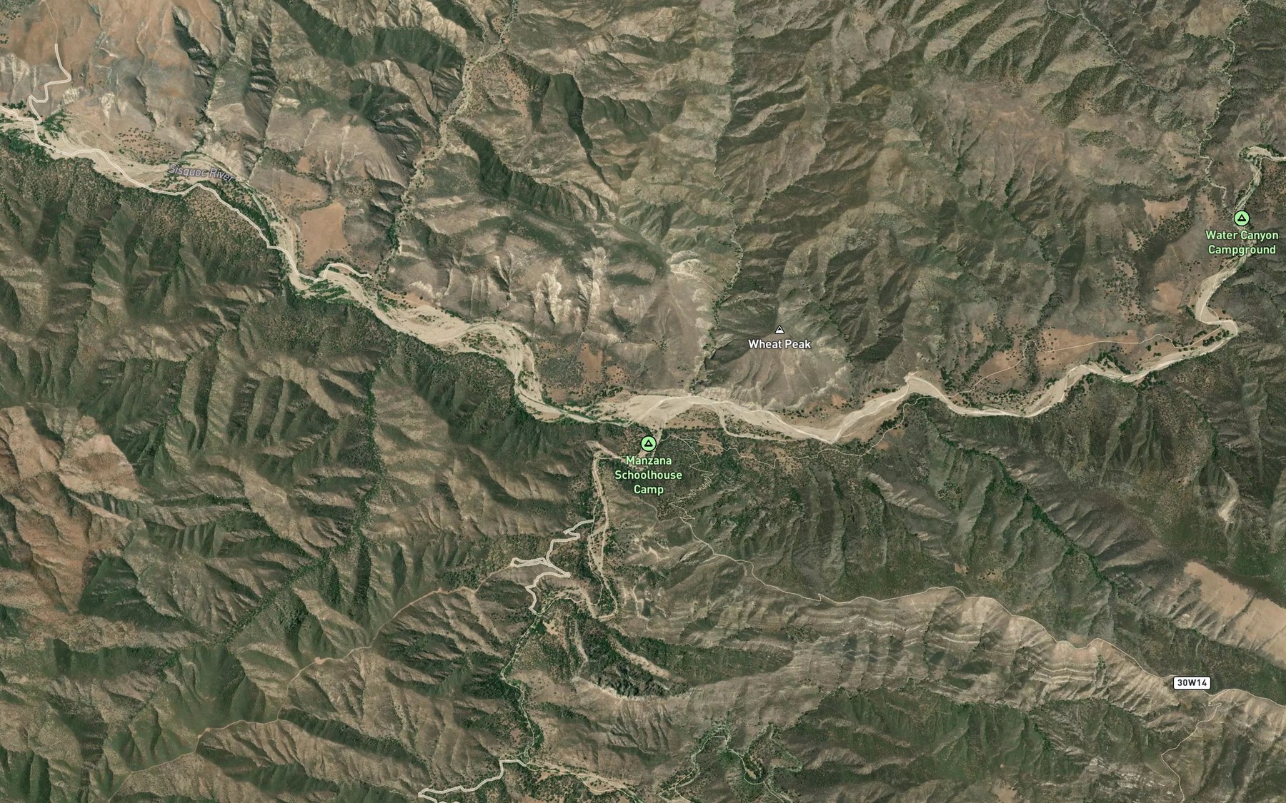 Satellite map of the Manzana Creek