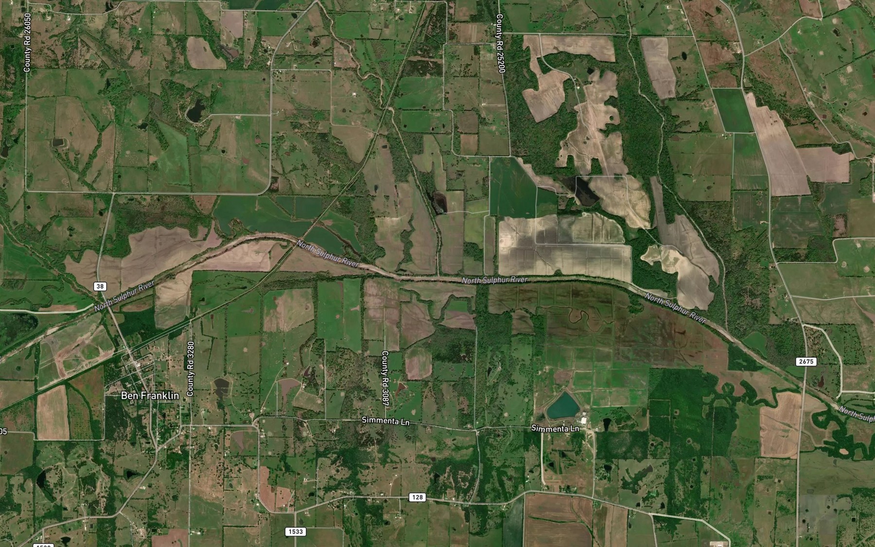 Satellite map of the Rowdy Creek