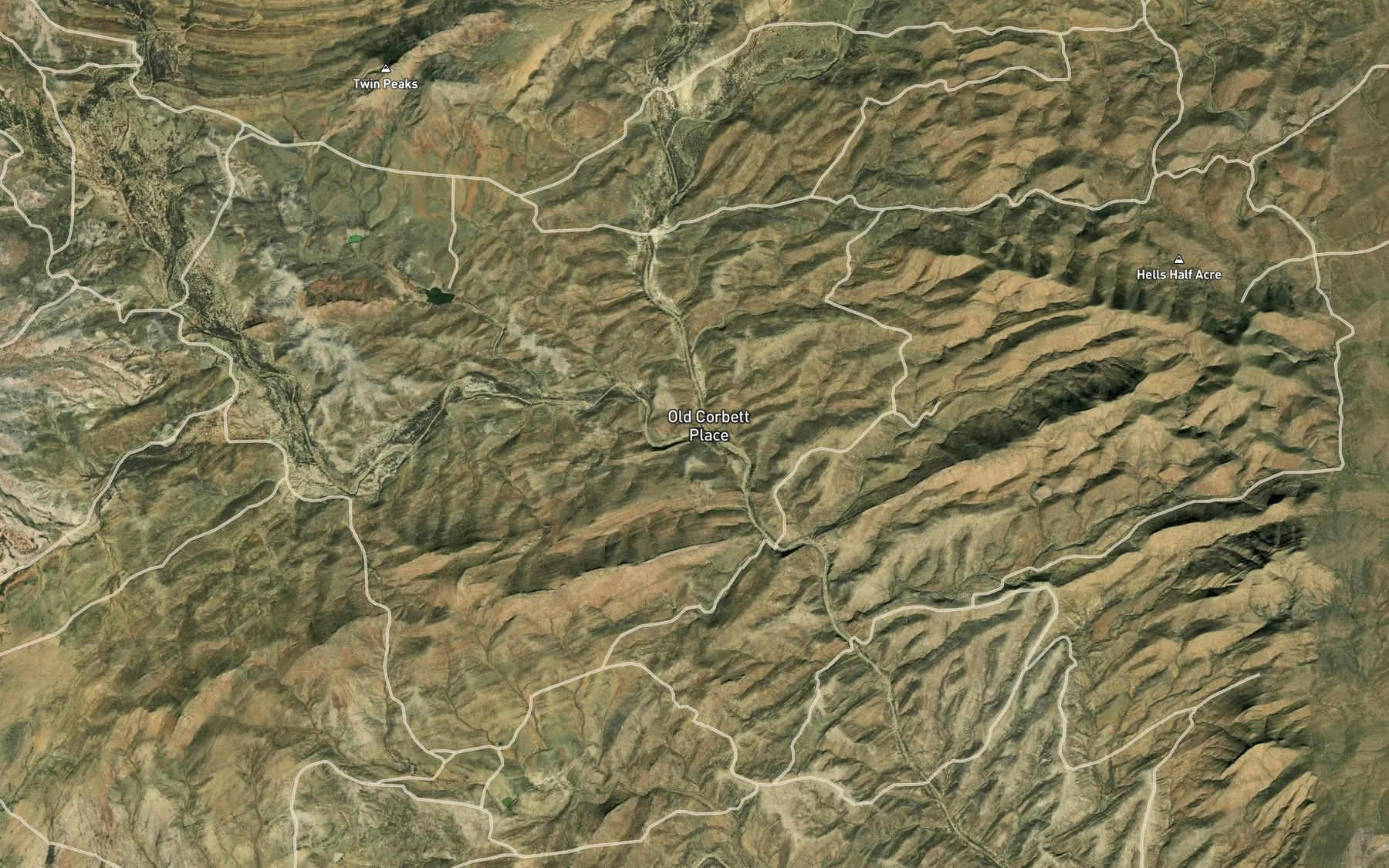 Satellite map of the Pena Blanca Creek