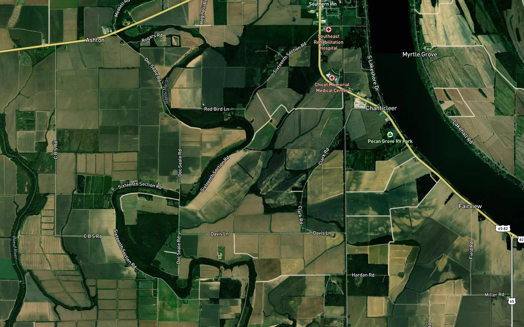 Satellite map of the Paps Slough