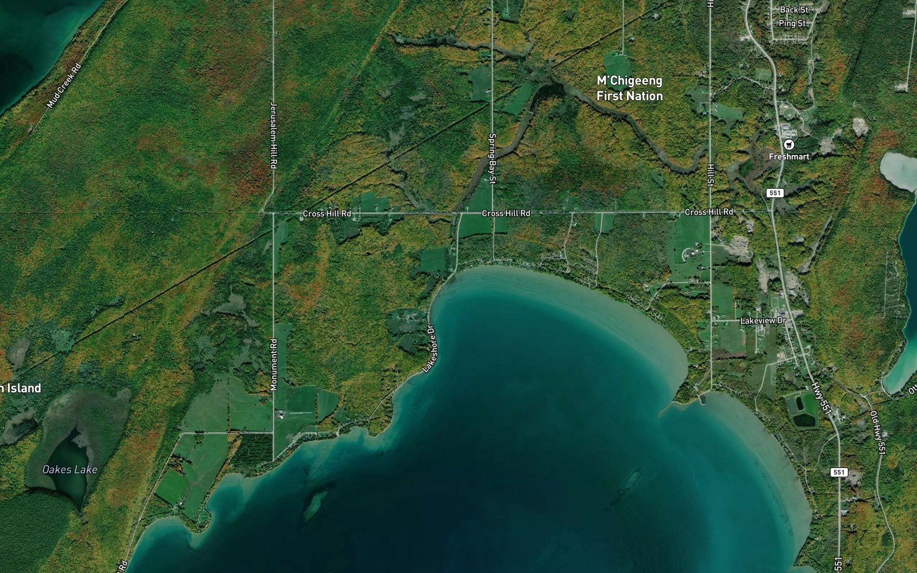 Satellite map of the West Bay