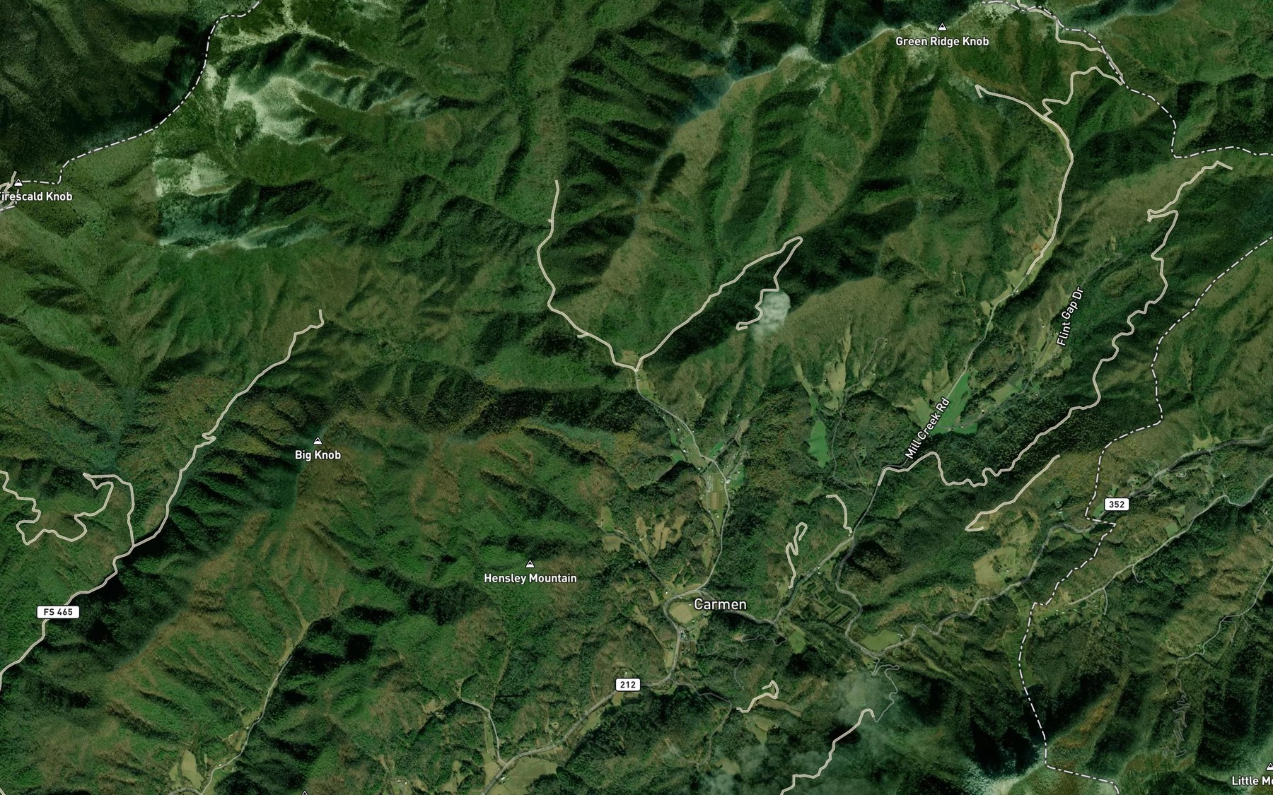 Satellite map of the Whiteoak Flats Branch